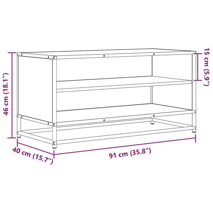 Mobile TV Rovere Sonoma 91x40x46 cm Legno Multistrato e Metallo 848885