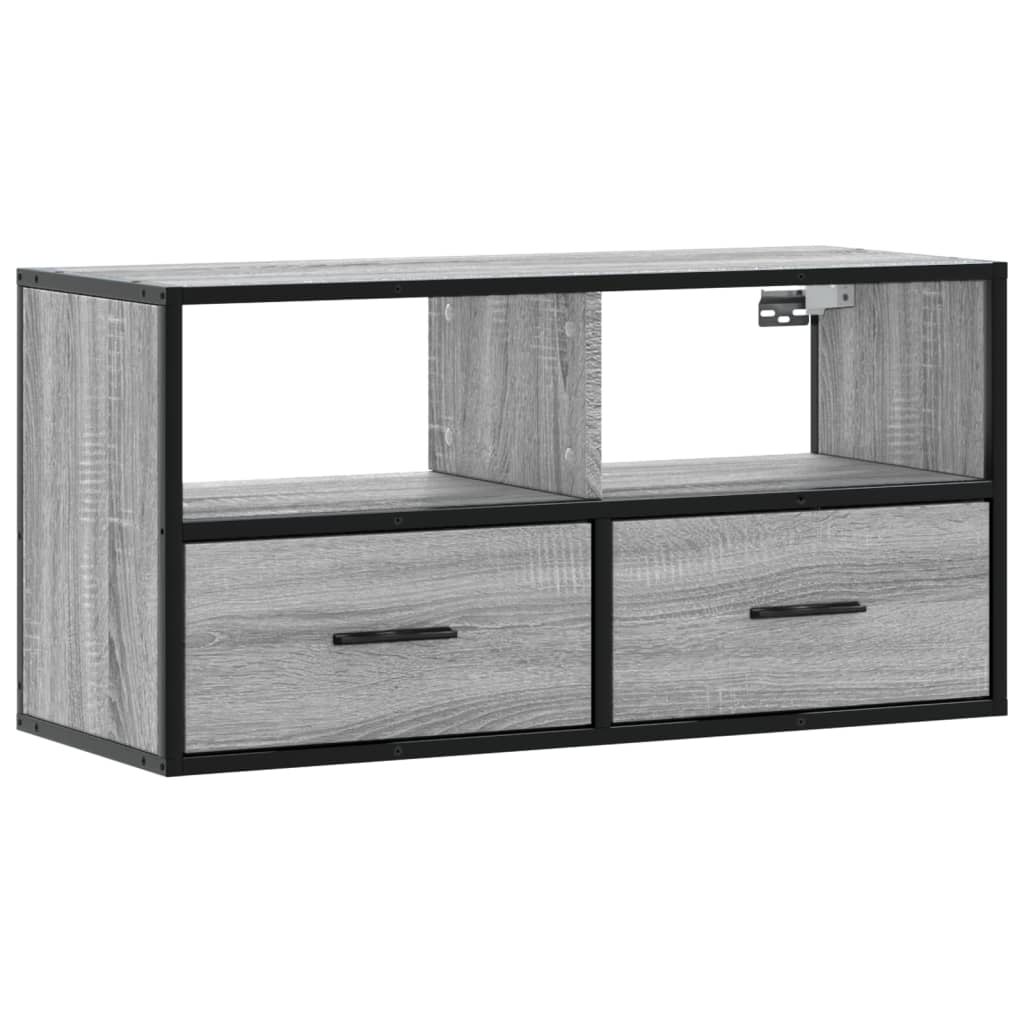 Mobile TV Grigio Sonoma 80x31x39,5 cm Legno Multistrato Metallo 848922