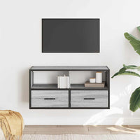 Mobile TV Grigio Sonoma 80x31x39,5 cm Legno Multistrato Metallo 848922