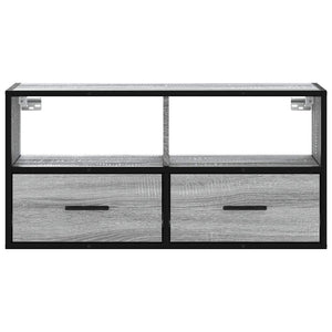 Mobile TV Grigio Sonoma 80x31x39,5 cm Legno Multistrato Metallo 848922