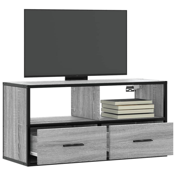 Mobile TV Grigio Sonoma 80x31x39,5 cm Legno Multistrato Metallo 848922