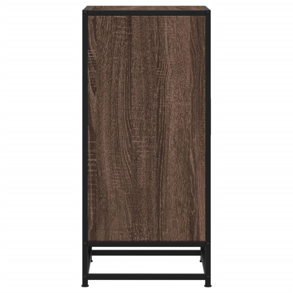 Credenza Rovere Marrone 35,5x35x76 cm in Truciolato e Metallo 848943