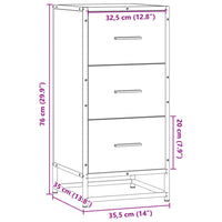 Credenza Rovere Nera 35,5x35x76 cm in Truciolato e Metallo 848944