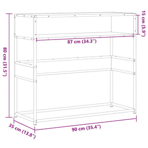 Tavolino Consolle Rovere Fumo 90x35x80 cm in Legno Multistrato 849171