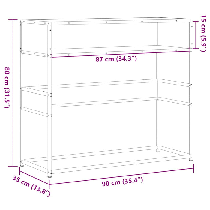 Tavolino Consolle Rovere Fumo 90x35x80 cm in Legno Multistrato 849171