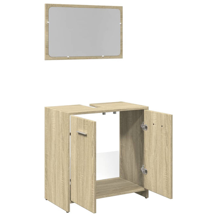 Set Mobili da Bagno 2 pz Rovere Sonoma in Legno Multistrato 849605