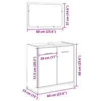 Set Mobili da Bagno 2 pz Rovere Sonoma in Legno Multistrato 849605