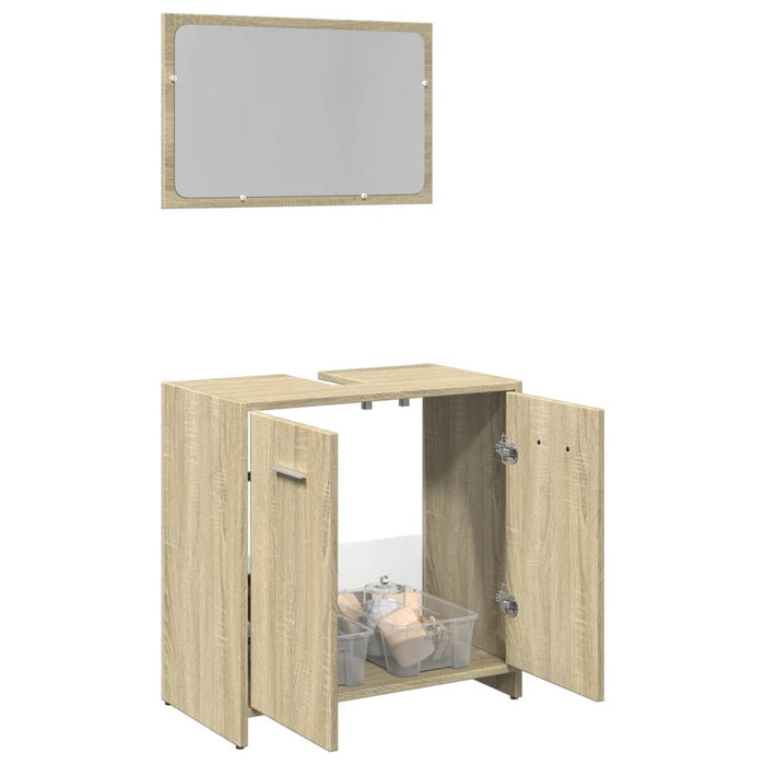 Set Mobili da Bagno 2 pz Rovere Sonoma in Legno Multistrato 849605