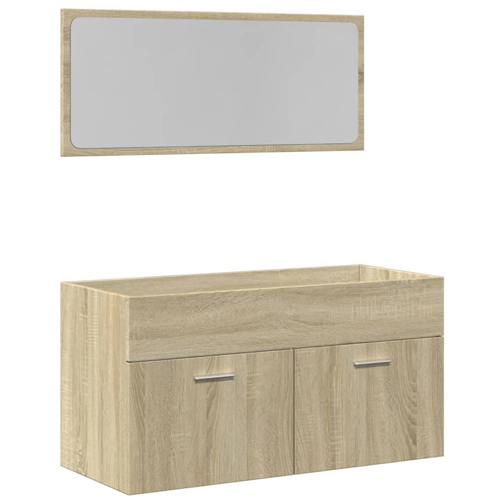 Set Mobili da Bagno 2 pz Rovere Sonoma in Legno Multistrato 849647