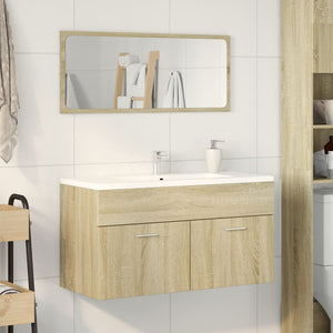 Set Mobili da Bagno 2 pz Rovere Sonoma in Legno Multistrato 849647