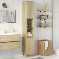 Armadietto da Bagno Rovere Sonoma 30x30x190cm Legno Multistrato 849667