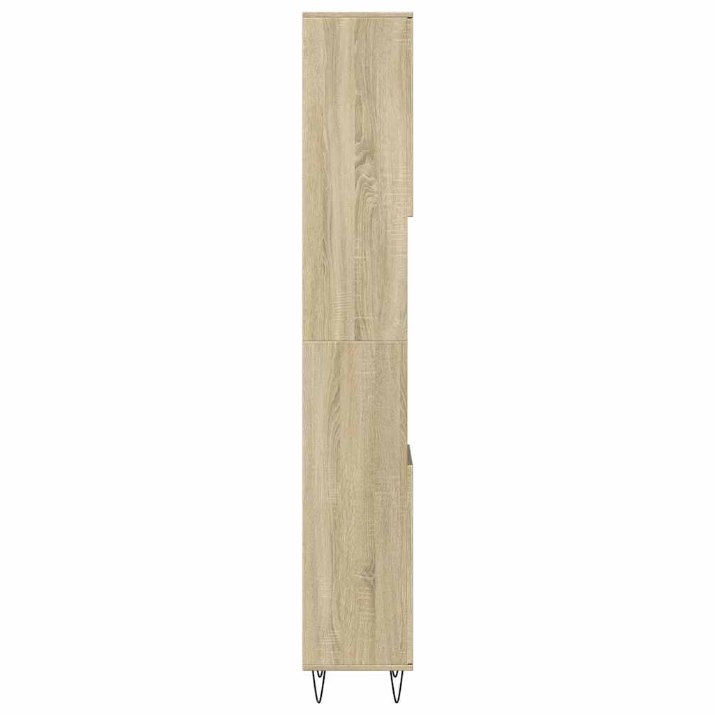 Armadietto da Bagno Rovere Sonoma 30x30x190cm Legno Multistrato 849668