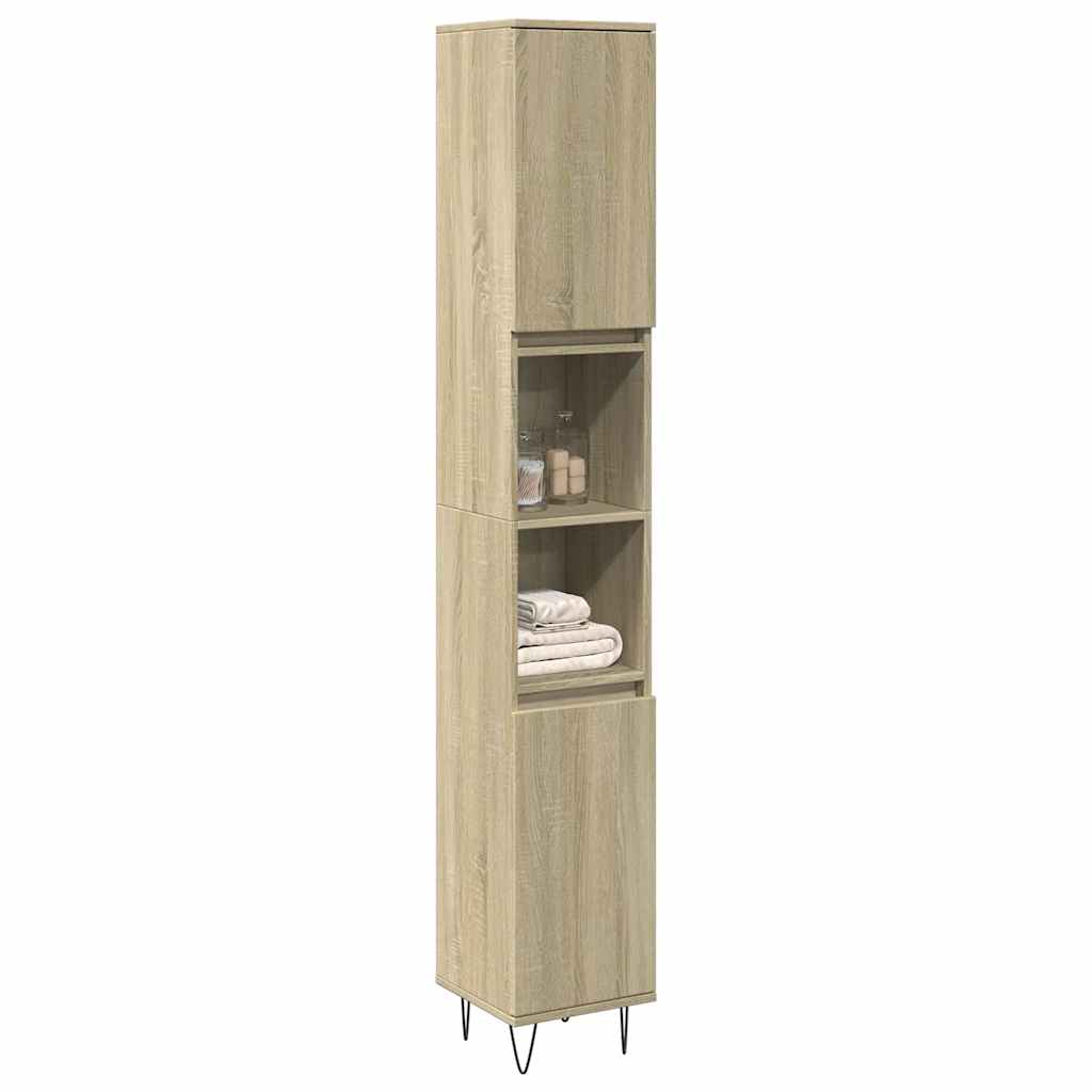 Armadietto da Bagno Rovere Sonoma 30x30x190cm Legno Multistrato 849668