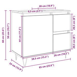 Armadietto da Bagno Rovere Sonoma 65x33x60 cm Legno Multistrato 849677