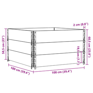 Paretali per Pallet 3pz Grigi 100x100cm Legno Massello di Pino 3295376