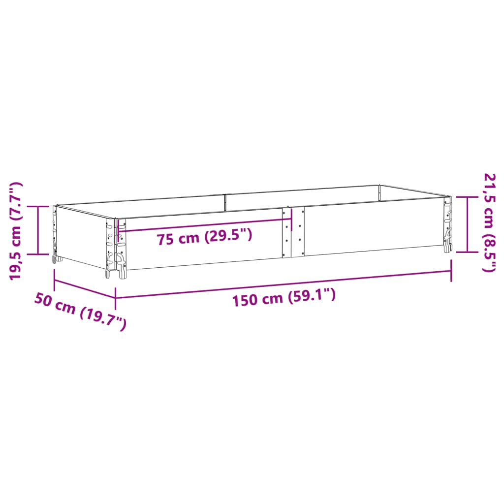 Fioriera da Giardino Nera 150x50 cm in Legno Massello di Pino 3295404