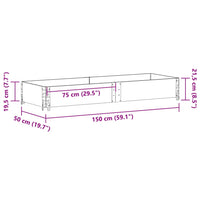 Fioriera da Giardino Nera 150x50 cm in Legno Massello di Pino 3295404