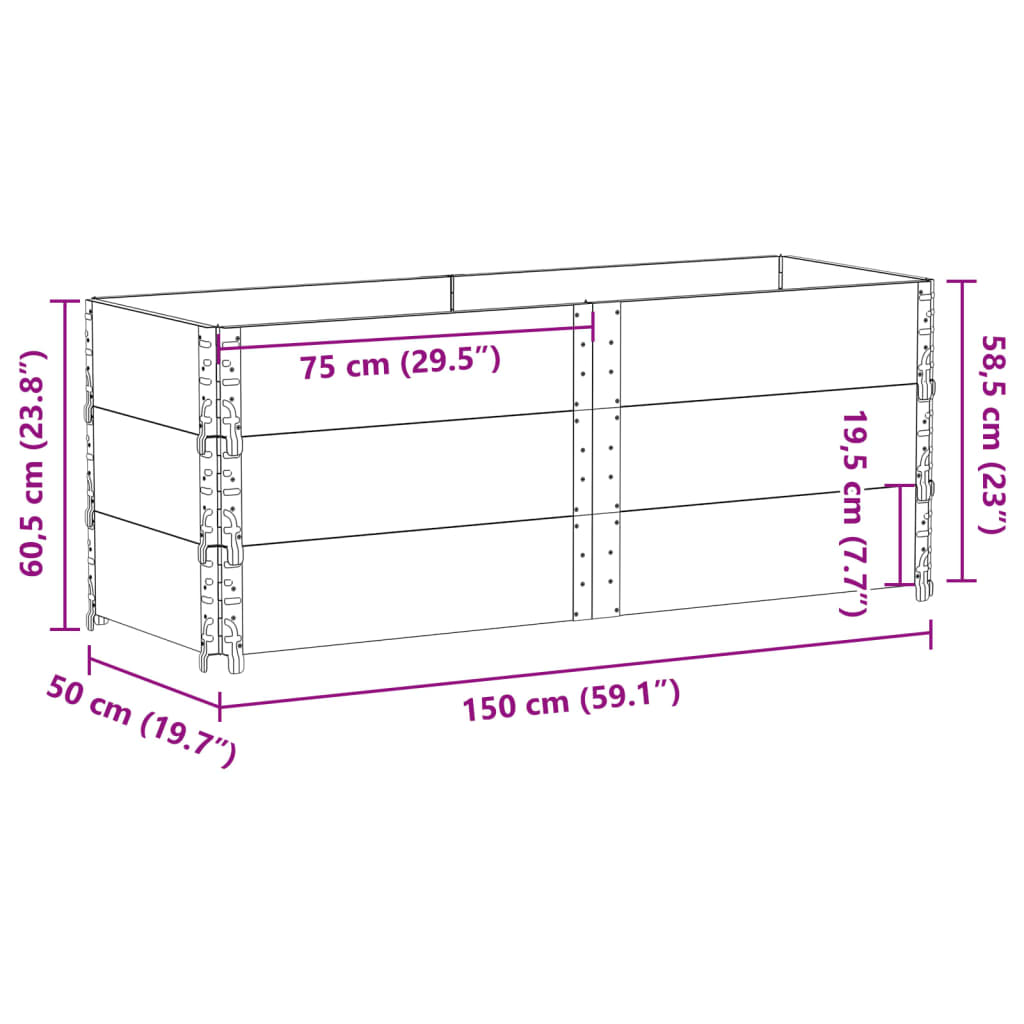 Fioriera da Giardino Grigia 150x50 cm Legno Massello di Pino 3295437