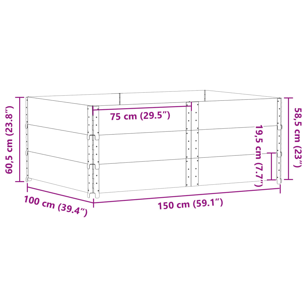 Fioriera da Giardino Grigia 150x100 cm Legno Massello di Pino 3295441