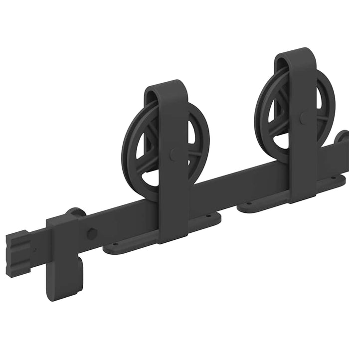 Kit di Binari per Porte Scorrevoli 200 cm Acciaio Nero 4009729