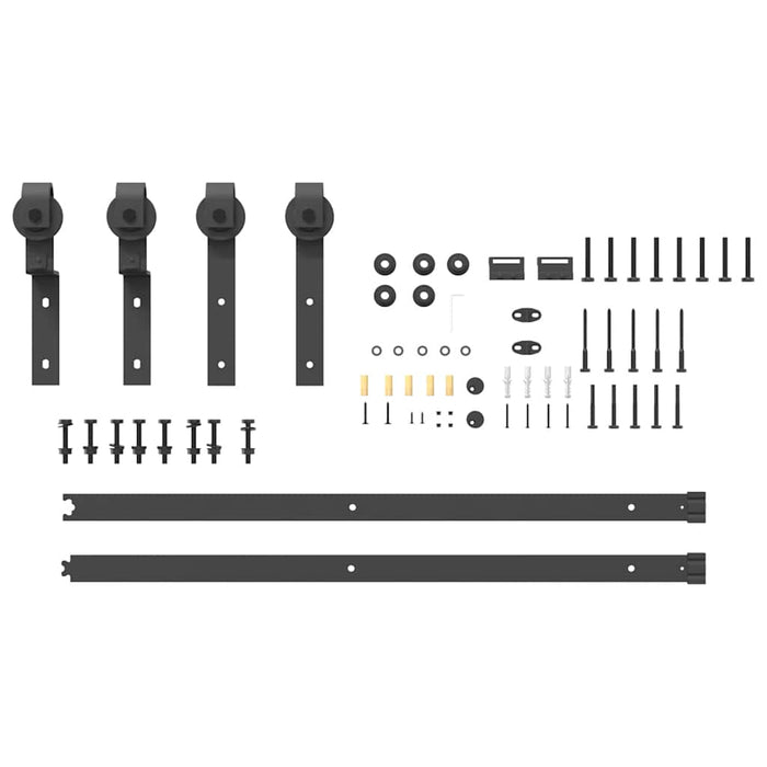 Kit di Binari per Porte Scorrevoli 183 cm Acciaio Nero 4009736