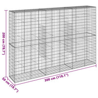 Cesto Gabbione con Copertura 300x50x200 cm in Ferro Zincato 3295168