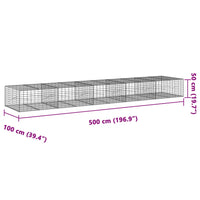 Cesto Gabbione con Copertura 500x100x50 cm in Ferro Zincato 3295182