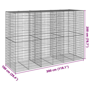 Cesto Gabbione con Copertura 300x100x200 cm in Ferro Zincato 3295229