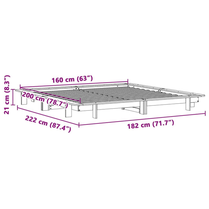 Letto senza Materasso Marrone Cera 160x200 cm in Legno di Pino 850655