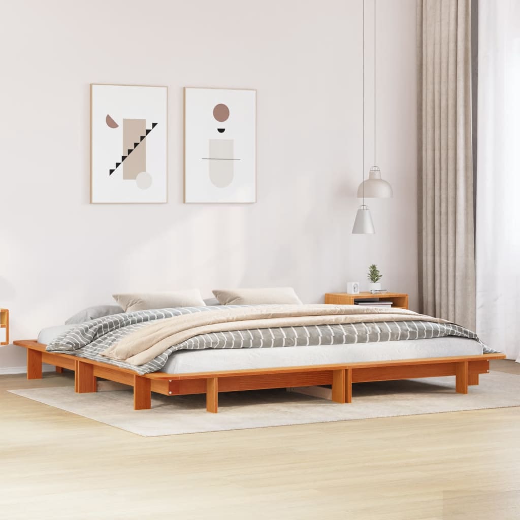 Letto senza Materasso Marrone Cera 160x200 cm in Legno di Pino 850655