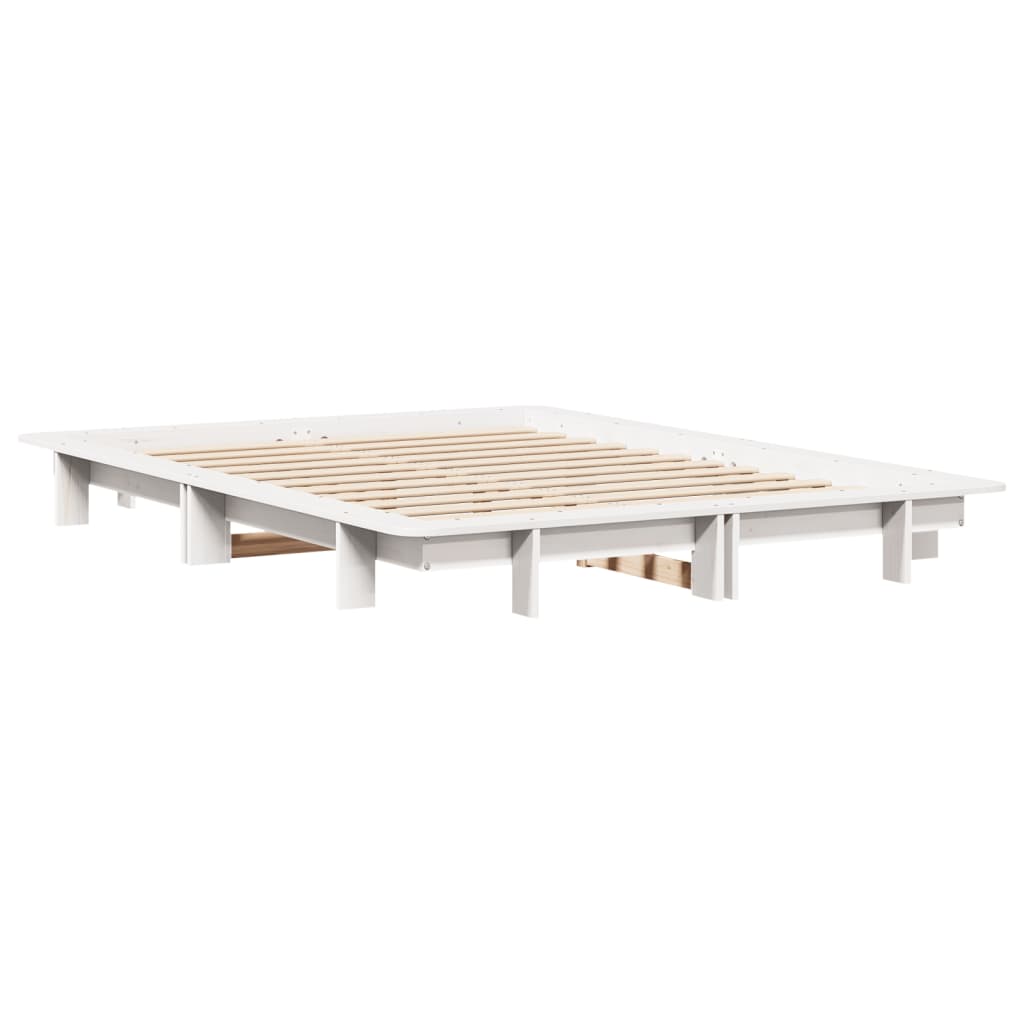 Letto senza Materasso Bianco 140x200 cm Legno Massello di Pino 850660