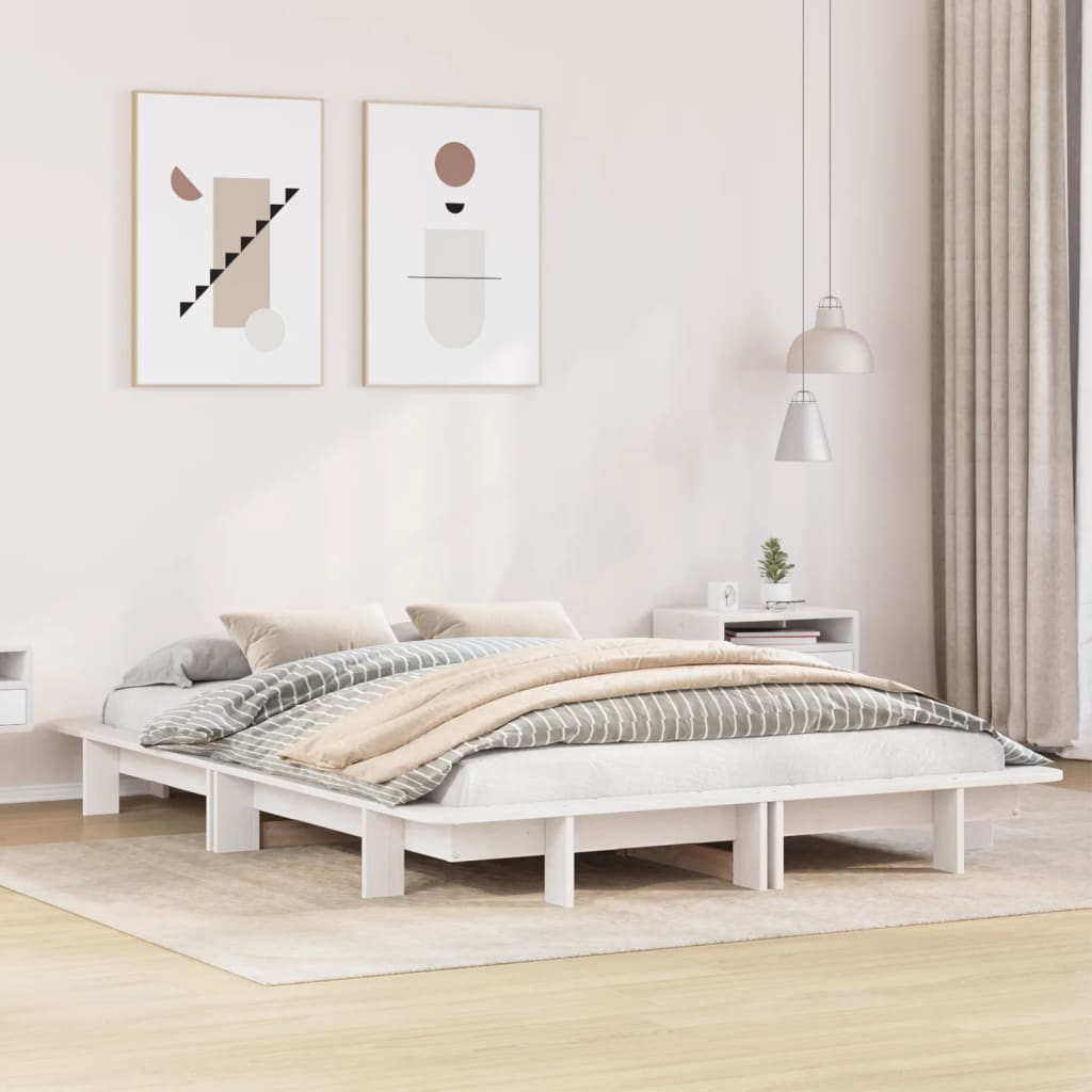 Letto senza Materasso Bianco 140x200 cm Legno Massello di Pino 850660