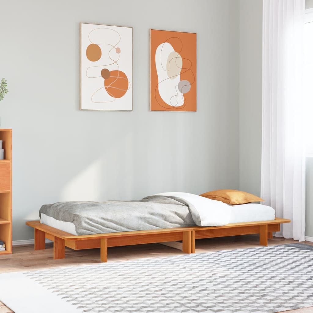 Letto senza Materasso Marrone Cera 100x200 cm in Legno di Pino 850667