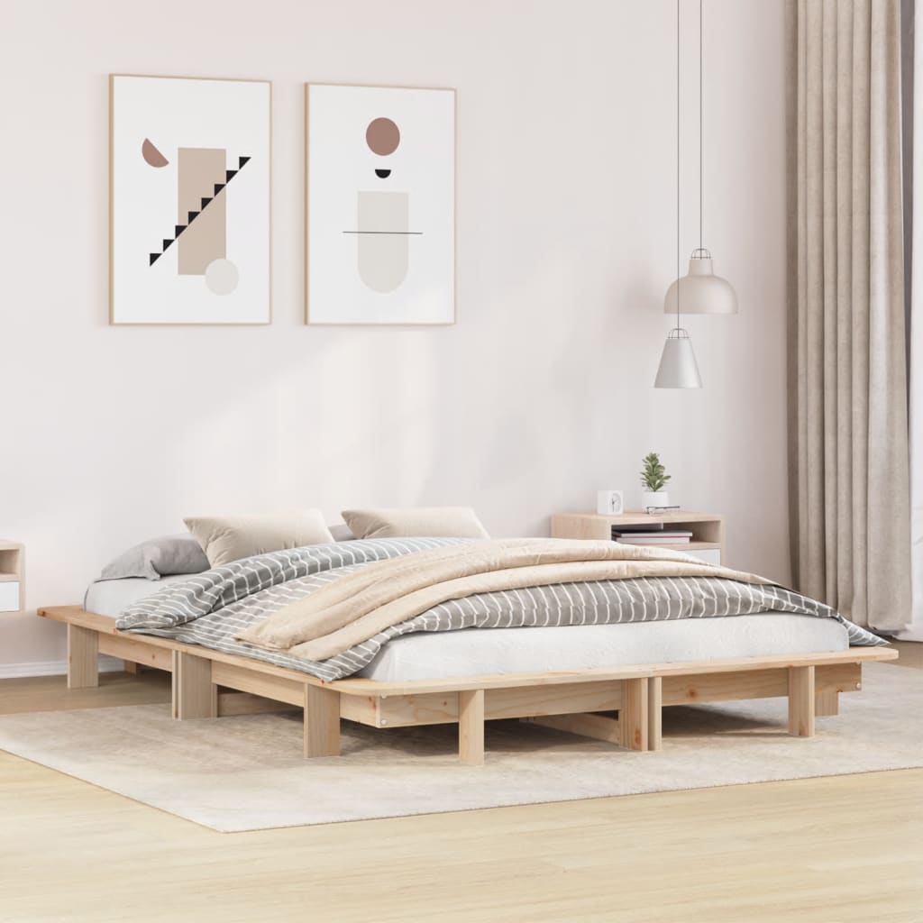 Letto senza Materasso 140x190 cm in Legno Massello di Pino 850671