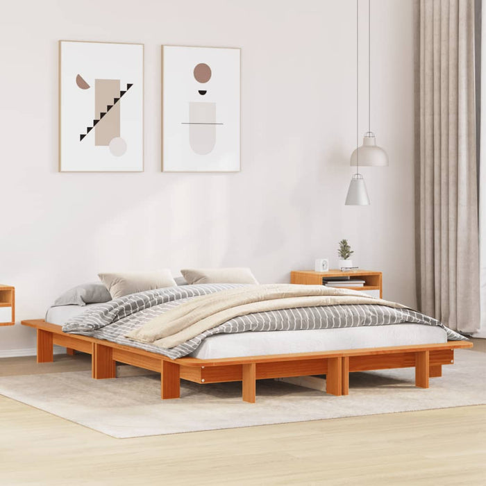 Letto senza Materasso Marrone Cera 120x190 cm in Legno di Pino 850679