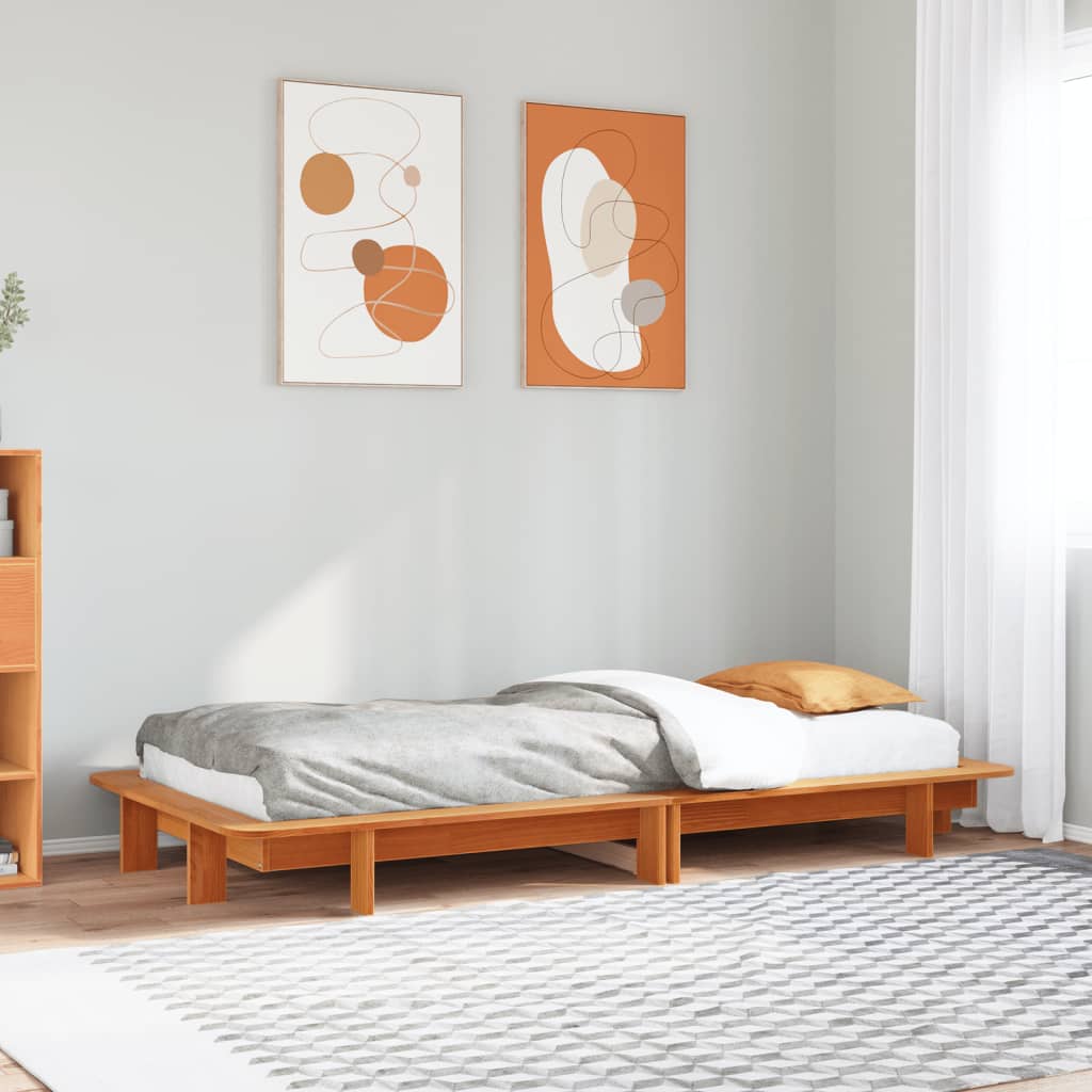 Letto senza Materasso Marrone Cera 90x190 cm in Legno di Pino 850682