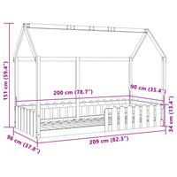 Giroletto Casetta Bambini Bianco 90x200 cm Legno Massello Pino 850687