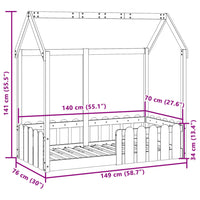 Giroletto Casetta per Bambini 70x140 cm Legno Massello di Pino 850698