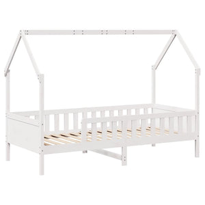 Giroletto Casetta Bambini Bianco 90x200 cm Legno Massello Pino 850702