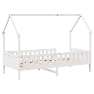 Giroletto Casetta Bambini Bianco 90x200 cm Legno Massello Pino 850702