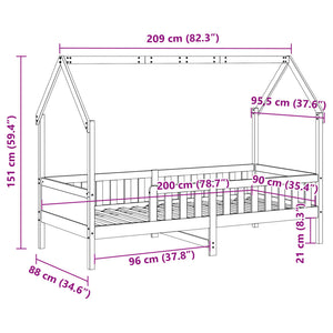 Giroletto Casetta Bambini Bianco 90x200 cm Legno Massello Pino 850702