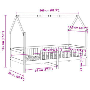 Giroletto Casetta per Bambini 80x200 cm Legno Massello di Pino 850704