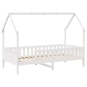 Giroletto Casetta Bambini Bianco 90x190 cm Legno Massello Pino 850708