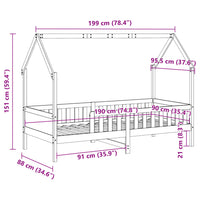 Giroletto Casetta Bambini Bianco 90x190 cm Legno Massello Pino 850708