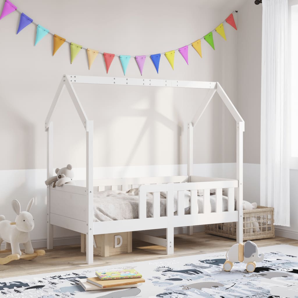 Giroletto Casetta Bambini Bianco 80x160 cm Legno Massello Pino 850711