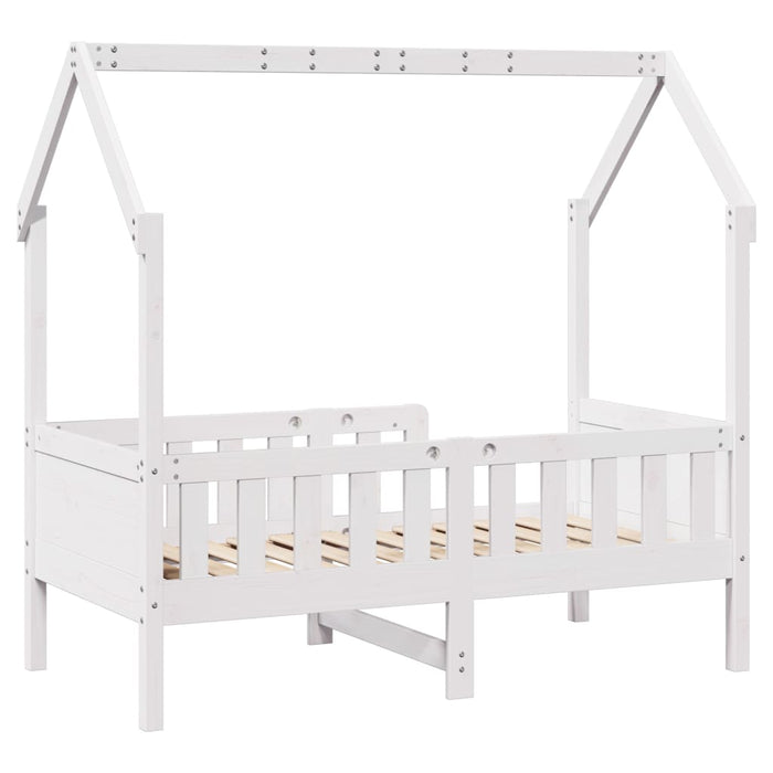 Giroletto Casetta Bambini Bianco 80x160 cm Legno Massello Pino 850711