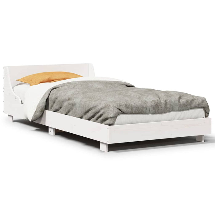 Letto senza Materasso Bianco 75x190 in Legno Massello di Pino 850753