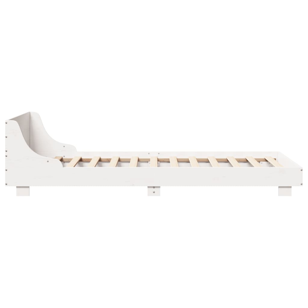 Letto senza Materasso Bianco 75x190 in Legno Massello di Pino 850753