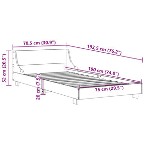 Letto senza Materasso Bianco 75x190 in Legno Massello di Pino 850753