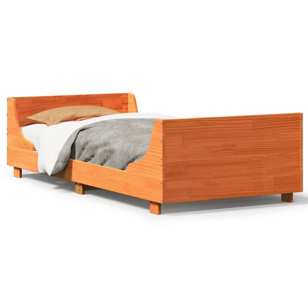 Letto senza Materasso Marrone Cera 100x200 cm in Legno di Pino 850775